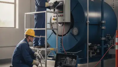 Boiler repair technician in El Paso, TX servicing a residential heating system