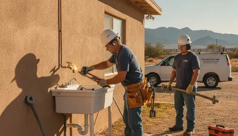 Plumber repairing a pipe in El Paso, TX for plumbing repair service