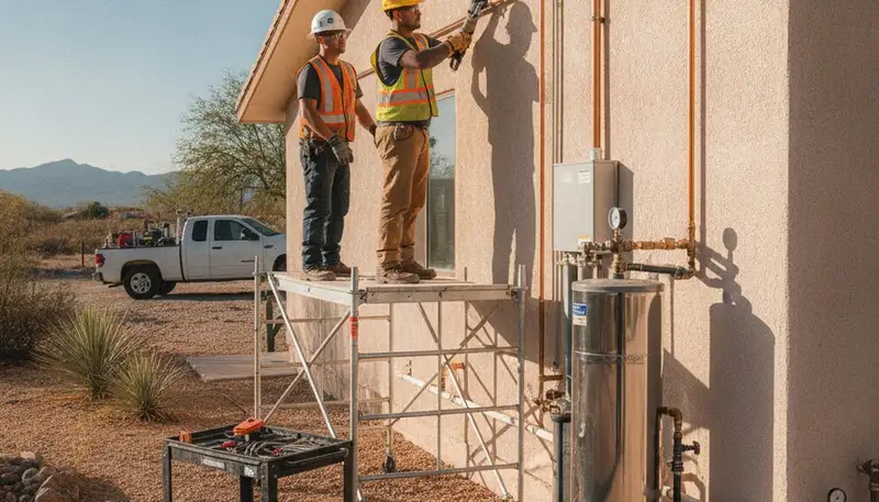 Plumber repairing pipe leak in El Paso, TX for residential plumbing service