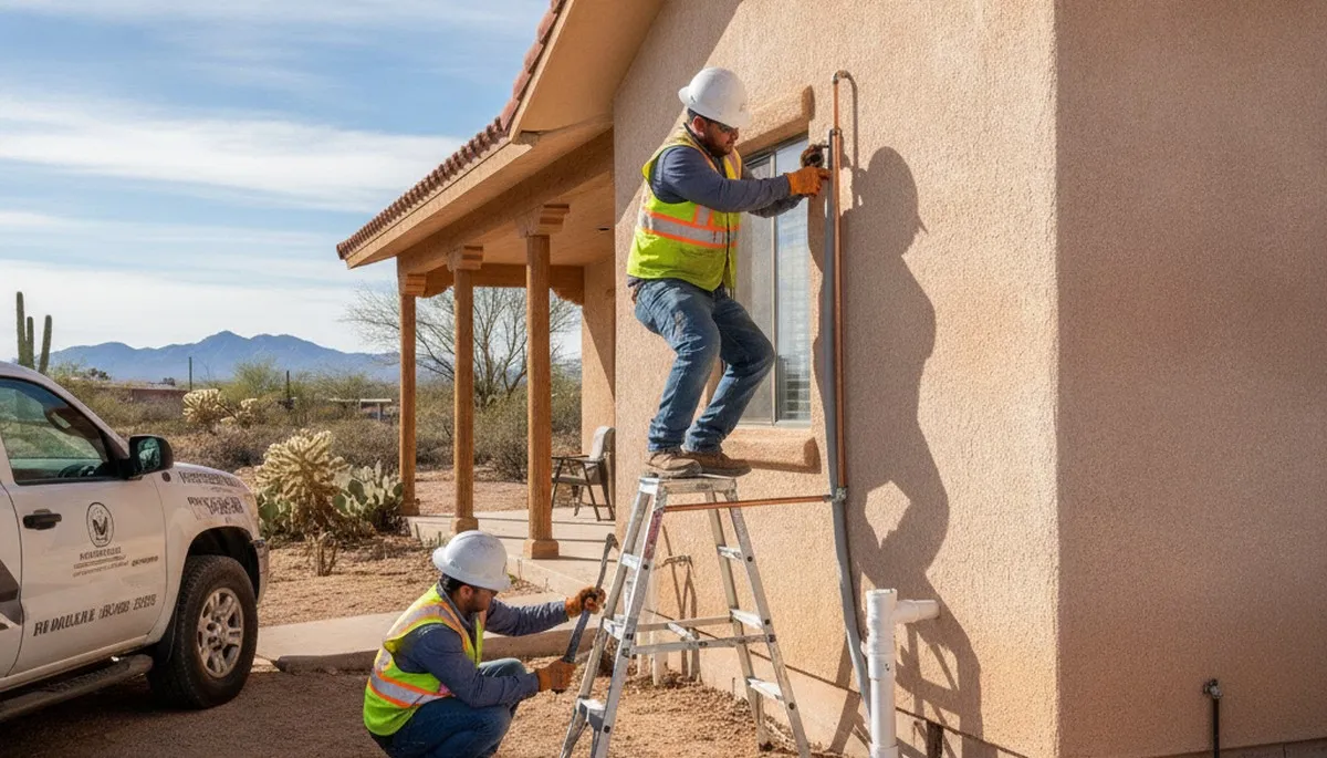 Plumber repairing a leak in El Paso, TX for residential plumbing service