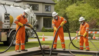 El Paso, TX plumber cleaning a residential septic tank for reliable home plumbing maintenance