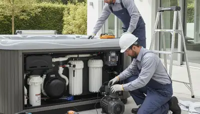 On Call Plumbers repairing a spa in El Paso, TX for heat damage and mineral buildup