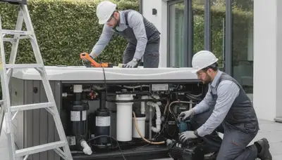 Spa repair technicians servicing an El Paso, TX home spa system for On Call Plumbers